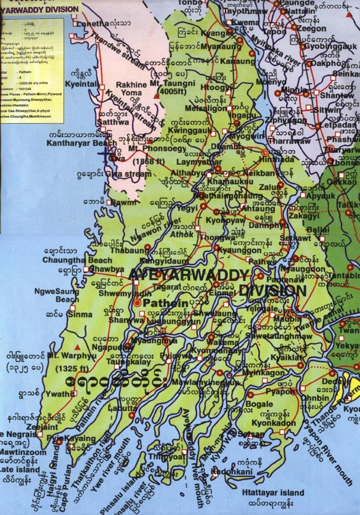 kaart van die ayeyarwady afdeling Myanmar