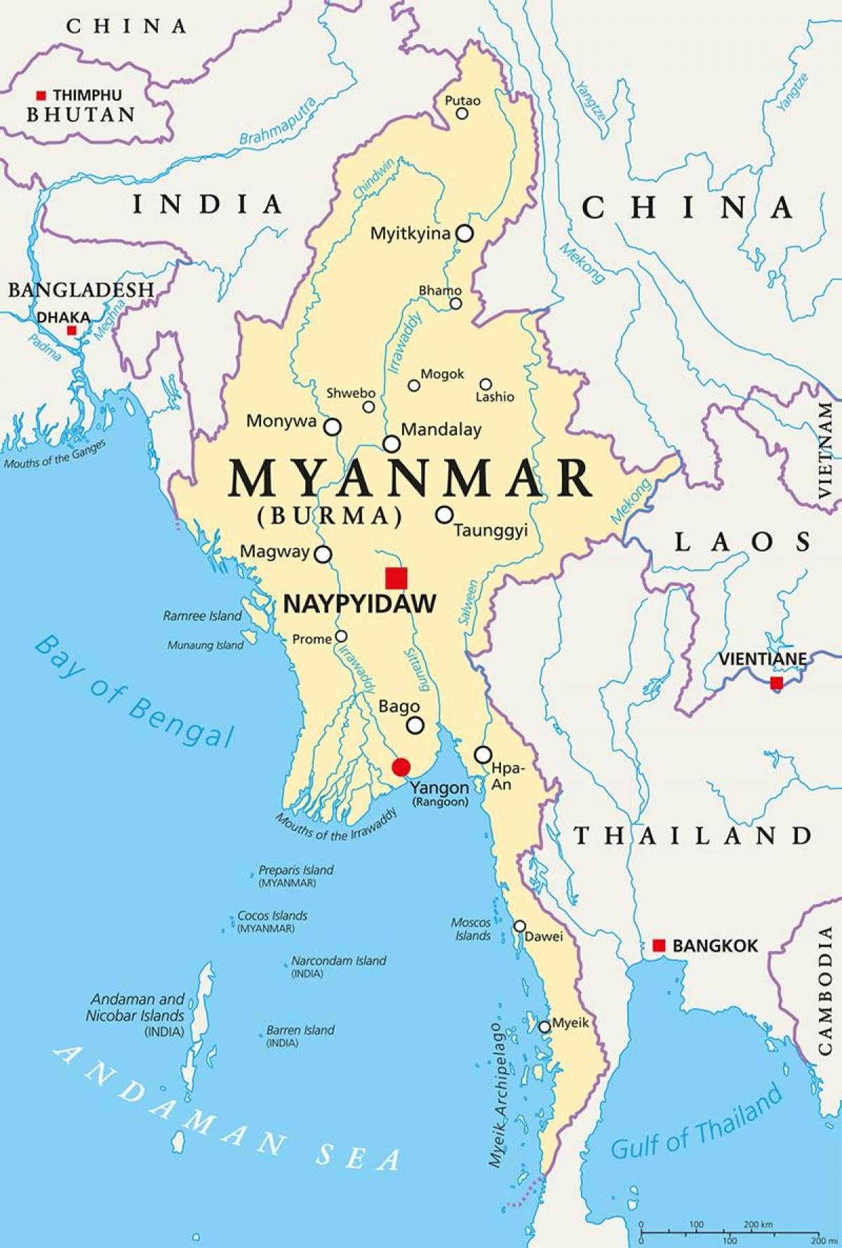 Myanmar land kaart