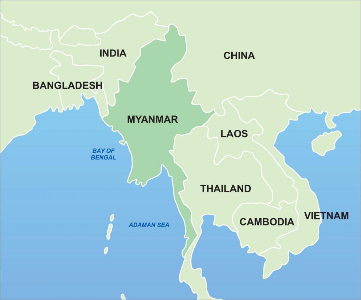 Myanmar op asië kaart