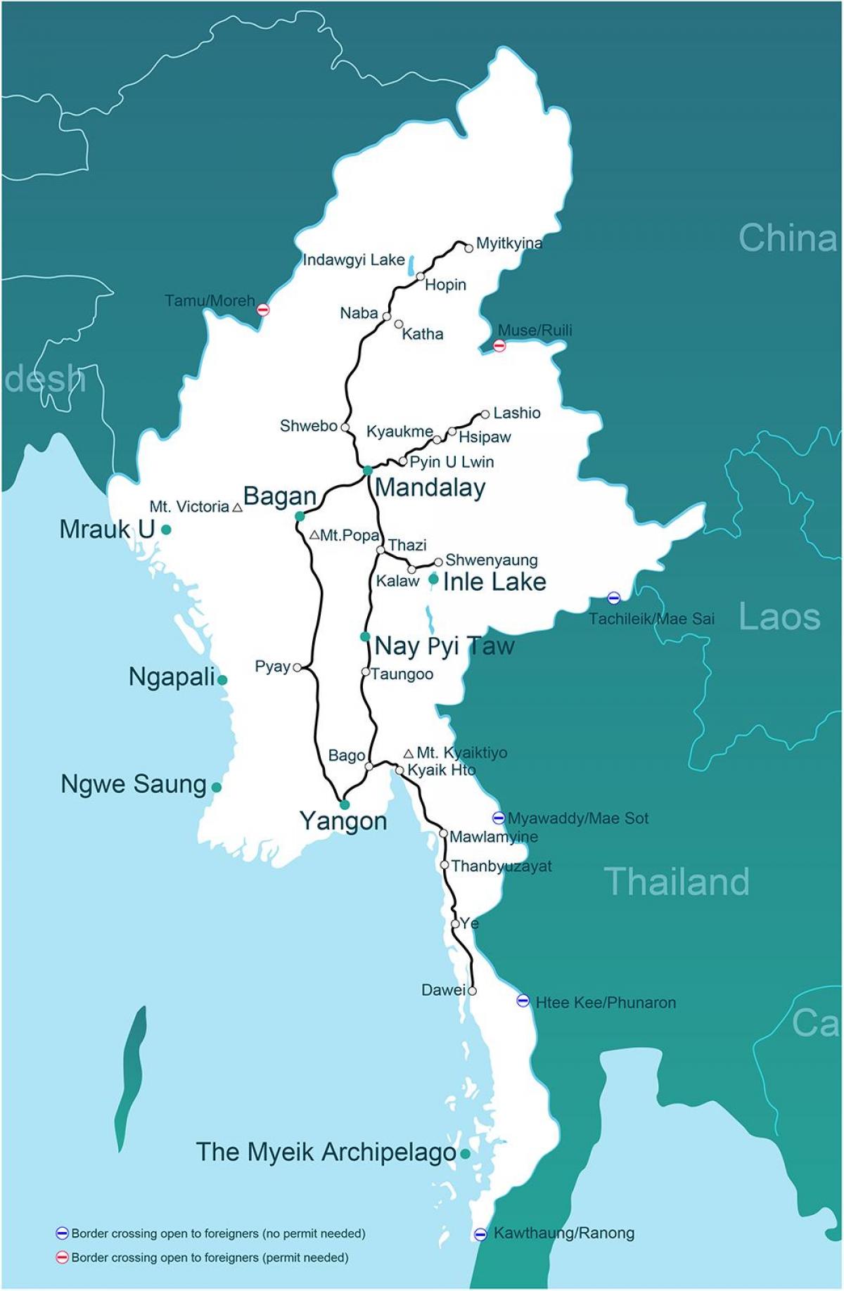 Myanmar trein kaart