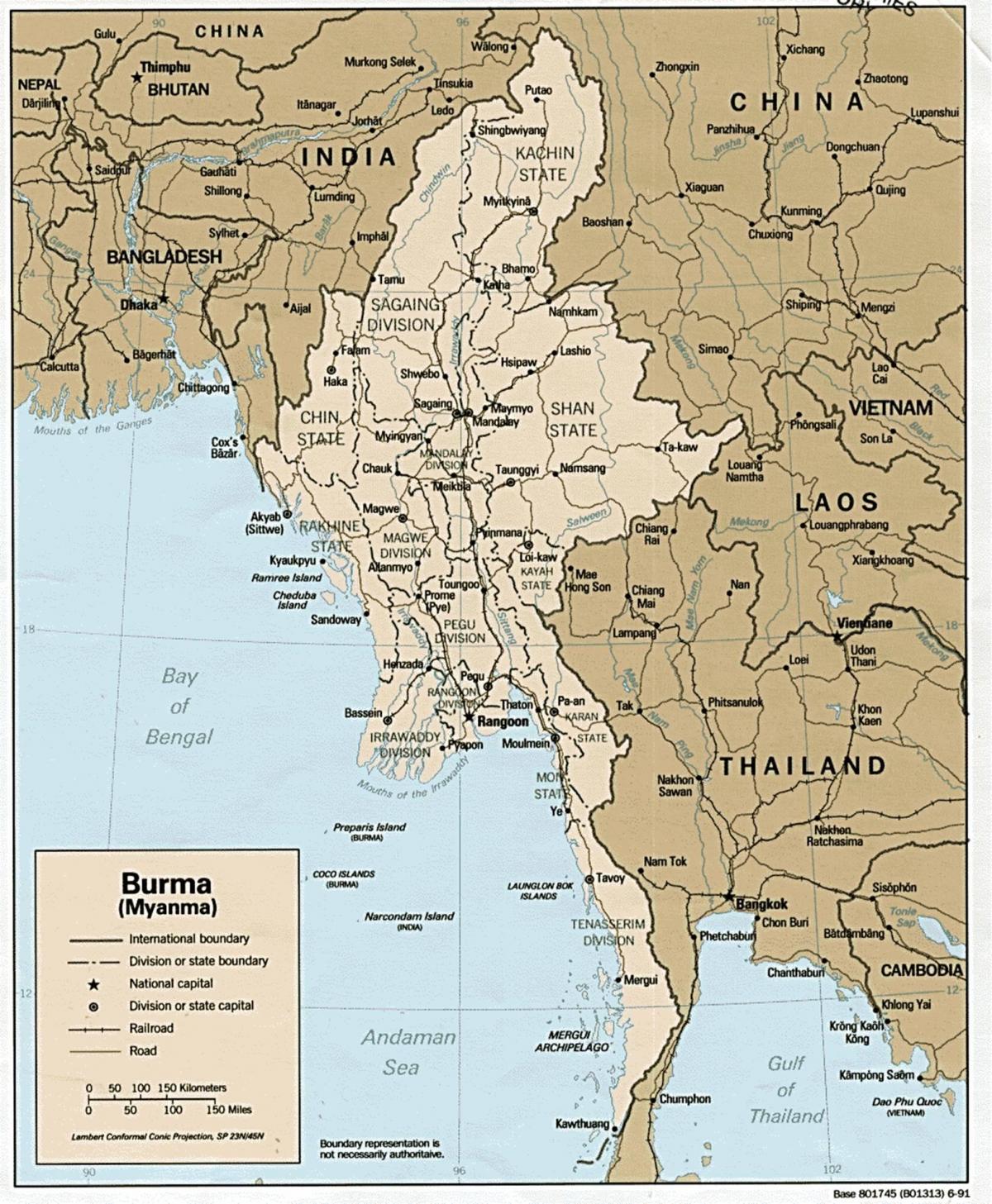 yangon Birma kaart